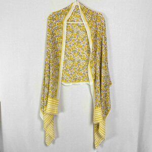 Loft NWT Yellow Floral and Stripes Long Scarf / Wrap
